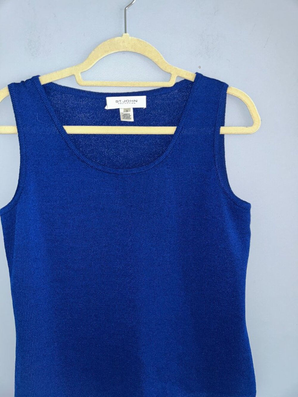 St. John Knit Collection Santana Knit Blue Tank Top, Sz Small